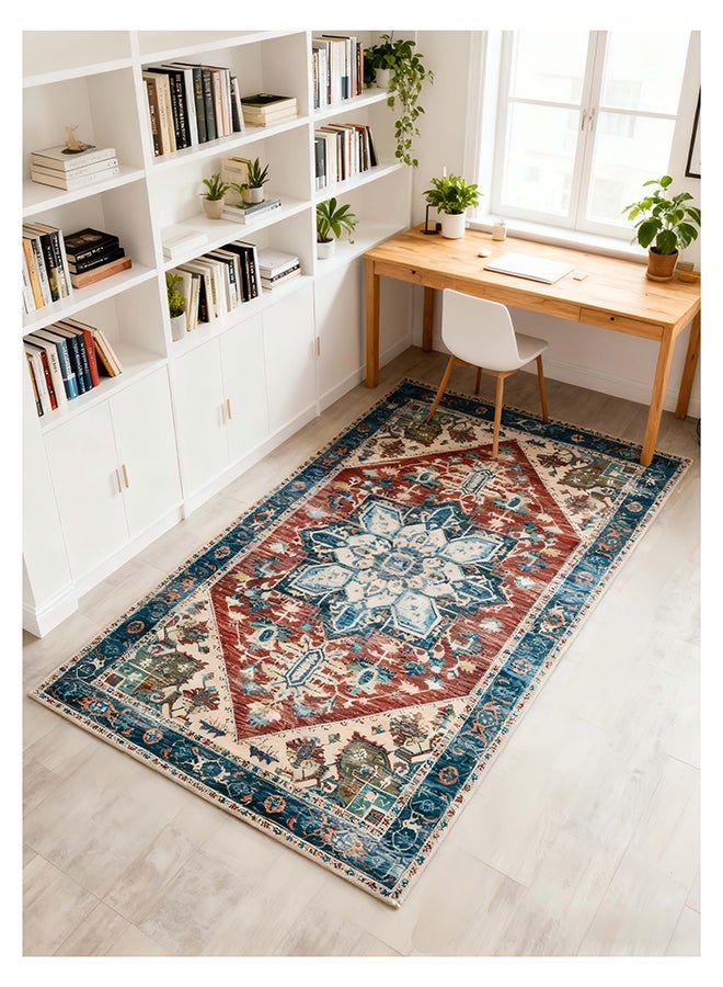 ايست من نون Carpet Rug Anti-Slip-  Size- 153 x 214 cm - 5x7 ft | Royal Heritage Design | Color- Rust Red| Ideal as Carpets for Living room, Bedroom, Office, Entry hallways, Foyers or balcony - Image 4